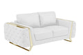 72" White And Gold Genuine Leather Loveseat on a white background