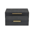 12" Set Of Two Black Solid Wood Jewelry Box With Decorative Hardware. Jewelry boxe isolated on a plain white background, in a black wood finish.