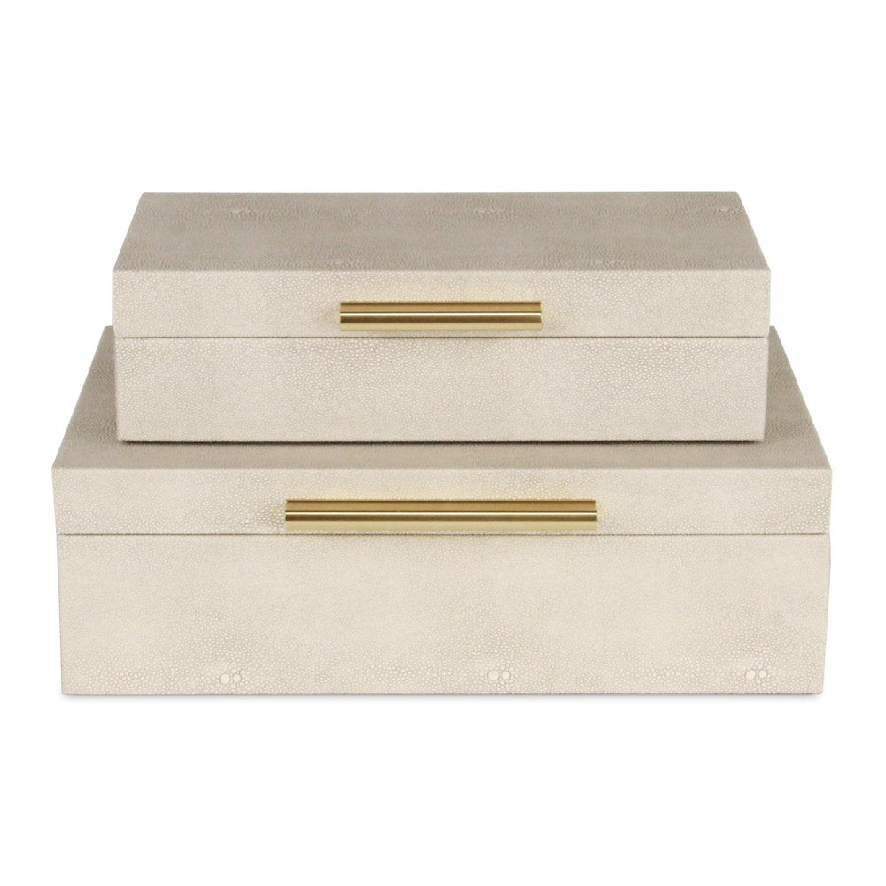 12" Set Of Two Black Solid Wood Jewelry Box With Decorative Hardware. Jewelry boxe isolated on a plain white background, showing a wood surface.