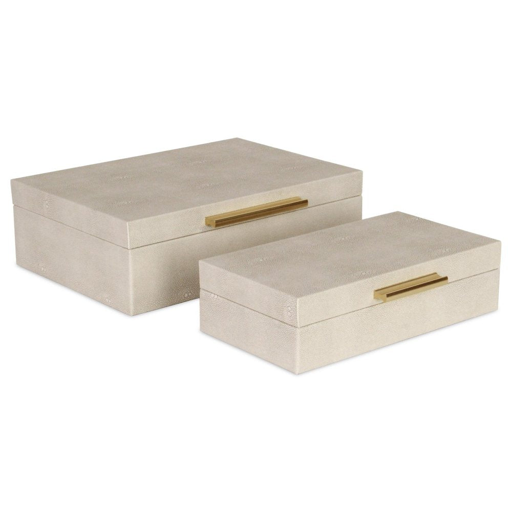 12" Set Of Two Black Solid Wood Jewelry Box With Decorative Hardware. Jewelry boxe isolated on a plain white background, showing a wood surface.