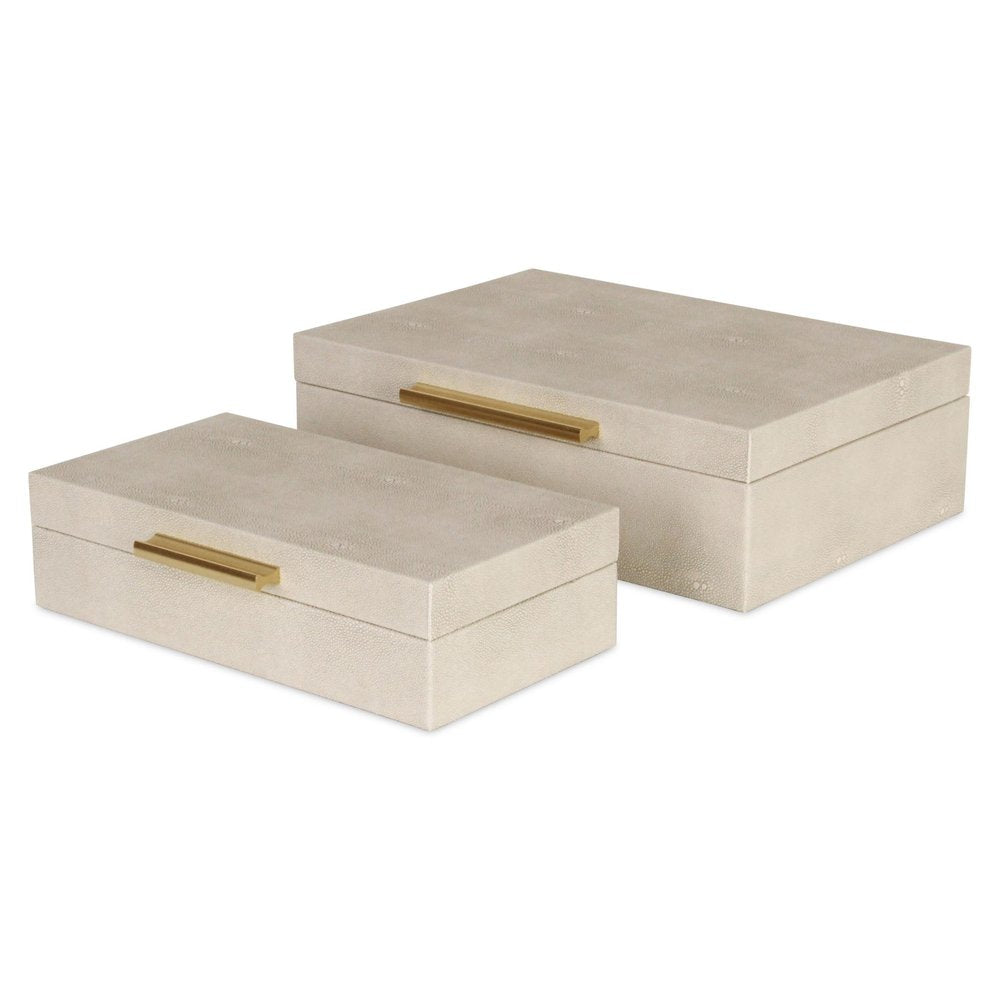 12" Set Of Two Black Solid Wood Jewelry Box With Decorative Hardware. Jewelry boxe isolated on a plain white background, showing a wood surface.