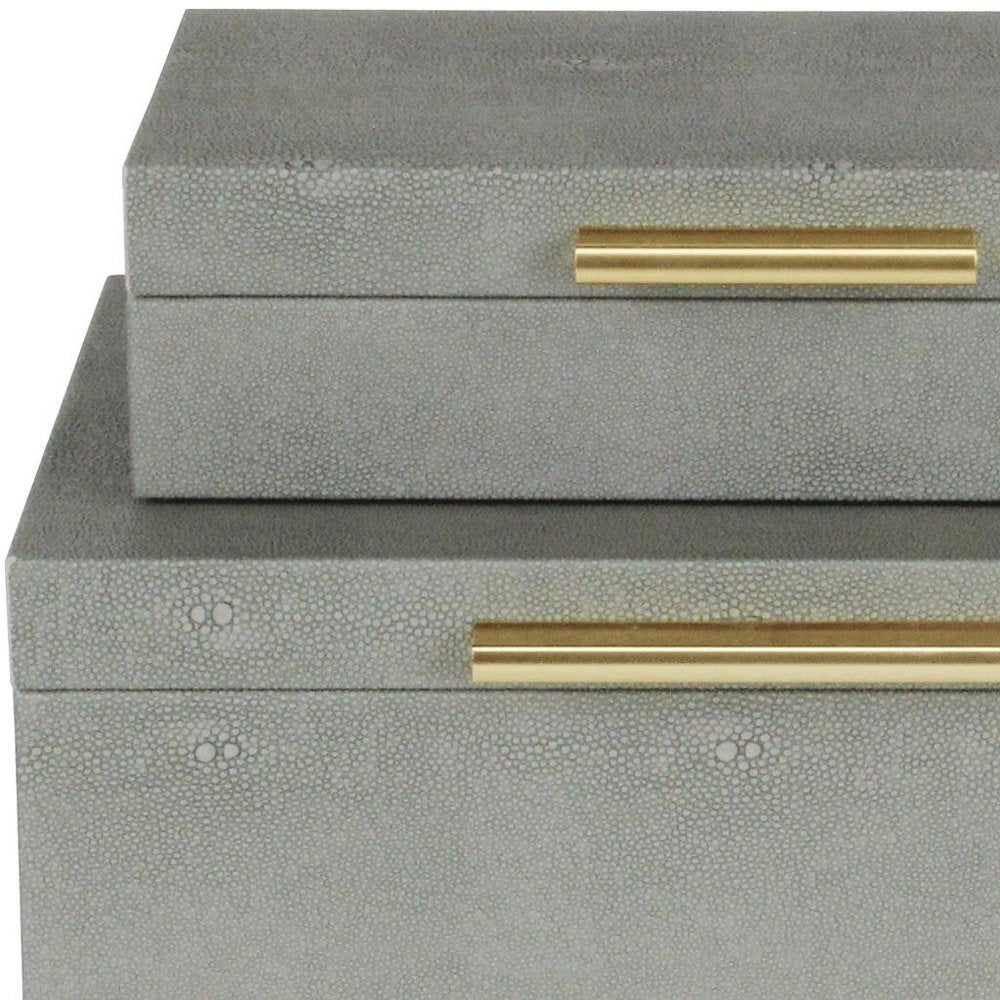 12" Set Of Two Black Solid Wood Jewelry Box With Decorative Hardware