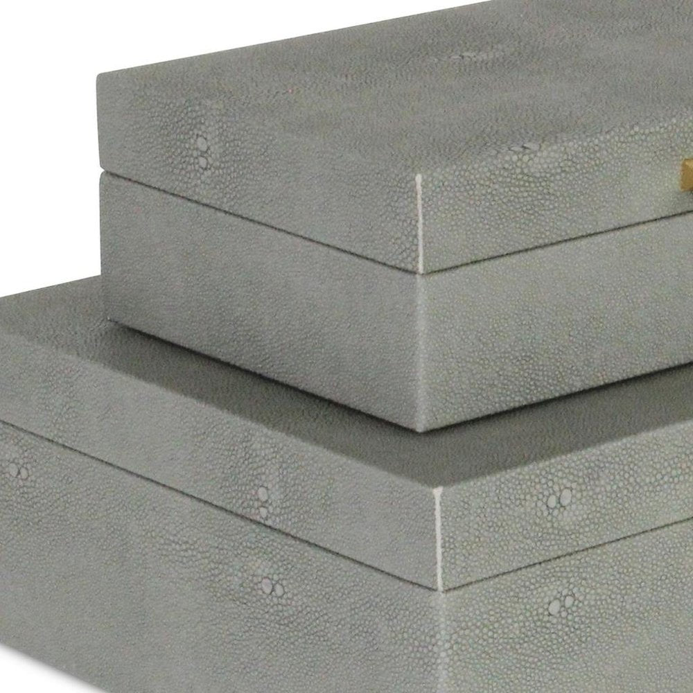 12" Set Of Two Black Solid Wood Jewelry Box With Decorative Hardware