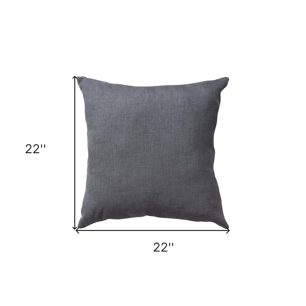 22" Granite Gray Indoor Outdoor Throw Pillow. Outdoor pillow isolated on a plain white background, finished in gray.