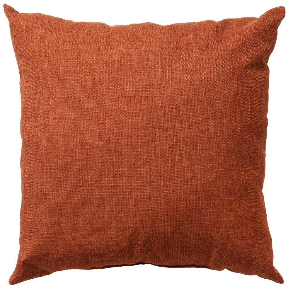 A square orange throw pillow with a textured fabric, shown against a white background.