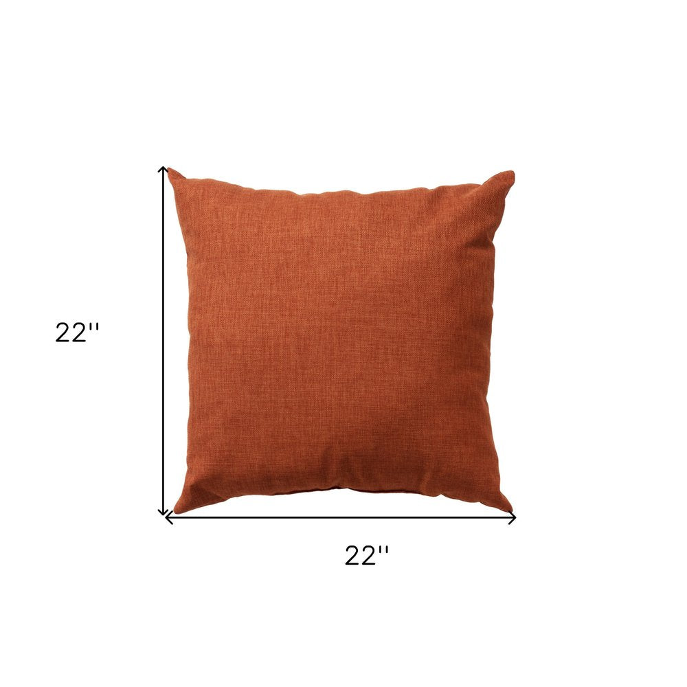 22" Orange Indoor Outdoor Throw Pillow. Outdoor pillow isolated on a plain white background, showing its orange color.