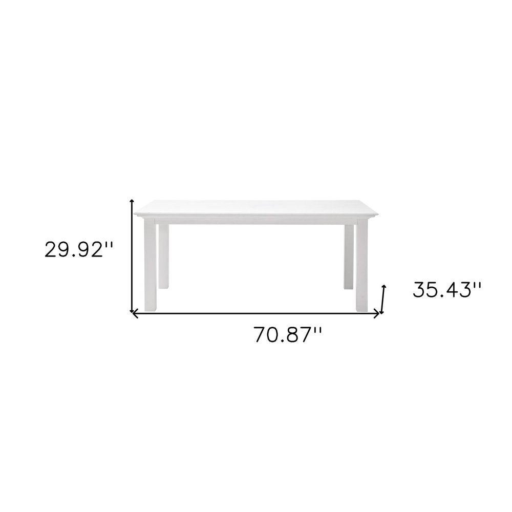 71" White Solid Wood Dining Table