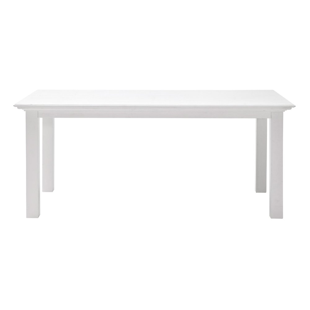 79" White Solid Wood Dining Table on a white background