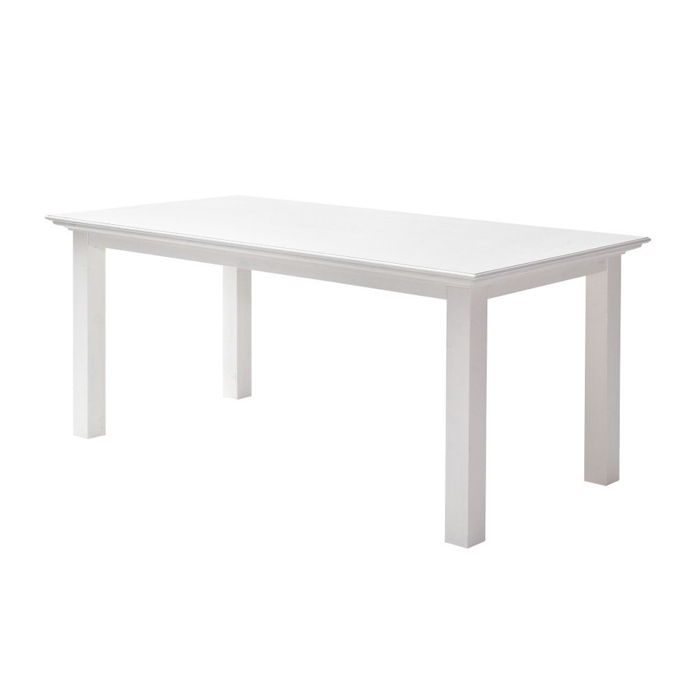 79" White Solid Wood Dining Table on a white background