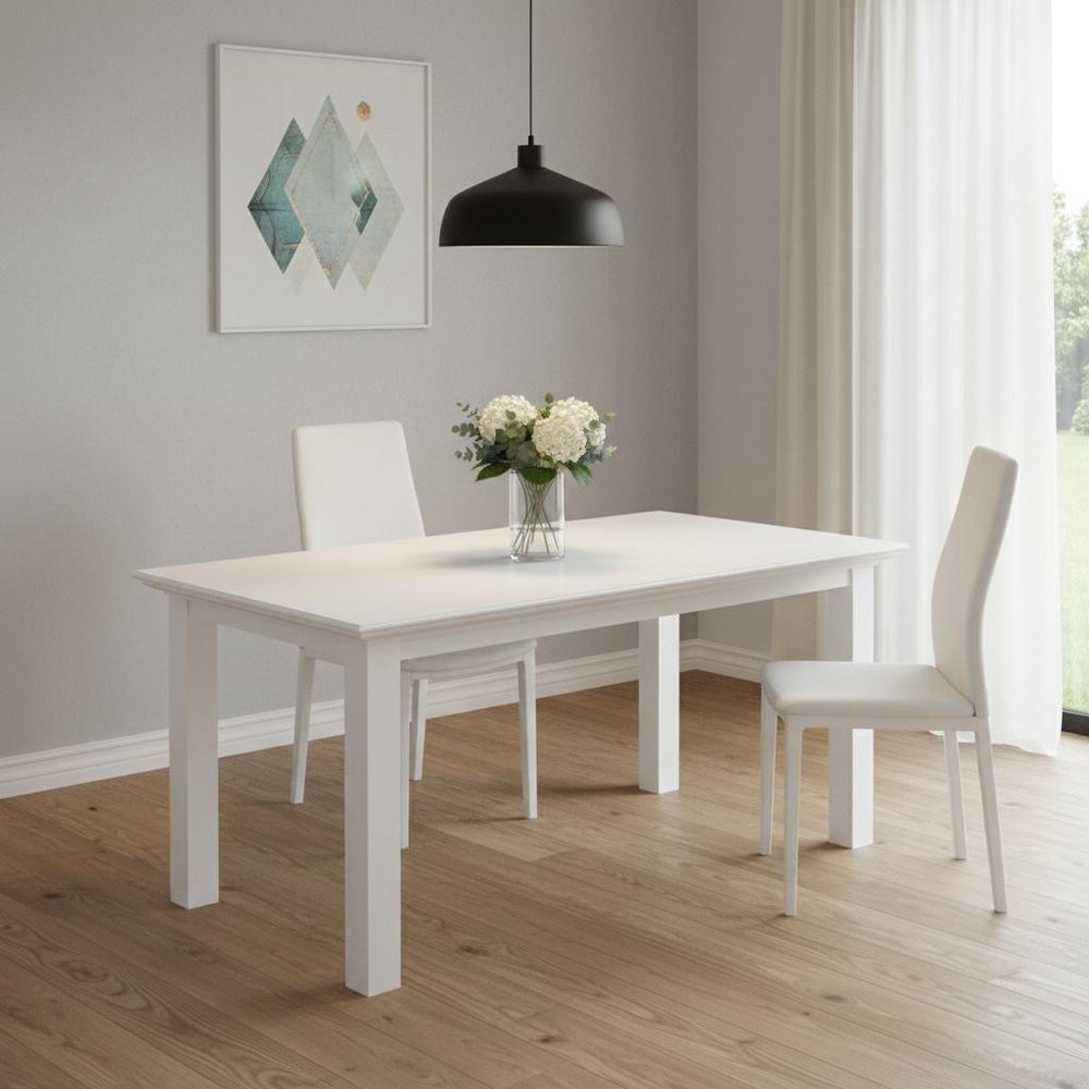 79" White Solid Wood Dining Table