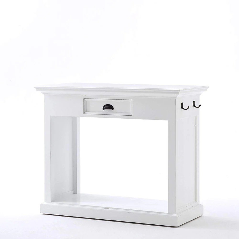 Three Piece White Solid Wood Dining Set with Two Chairs on a white background