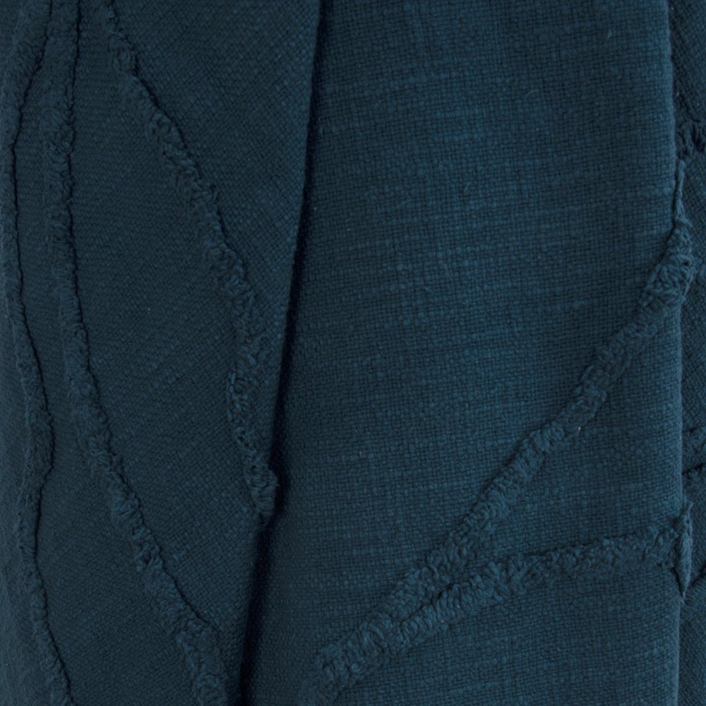 Teal Blue Woven 100% Woven Textured Cotton Throw Blanket close-up detail