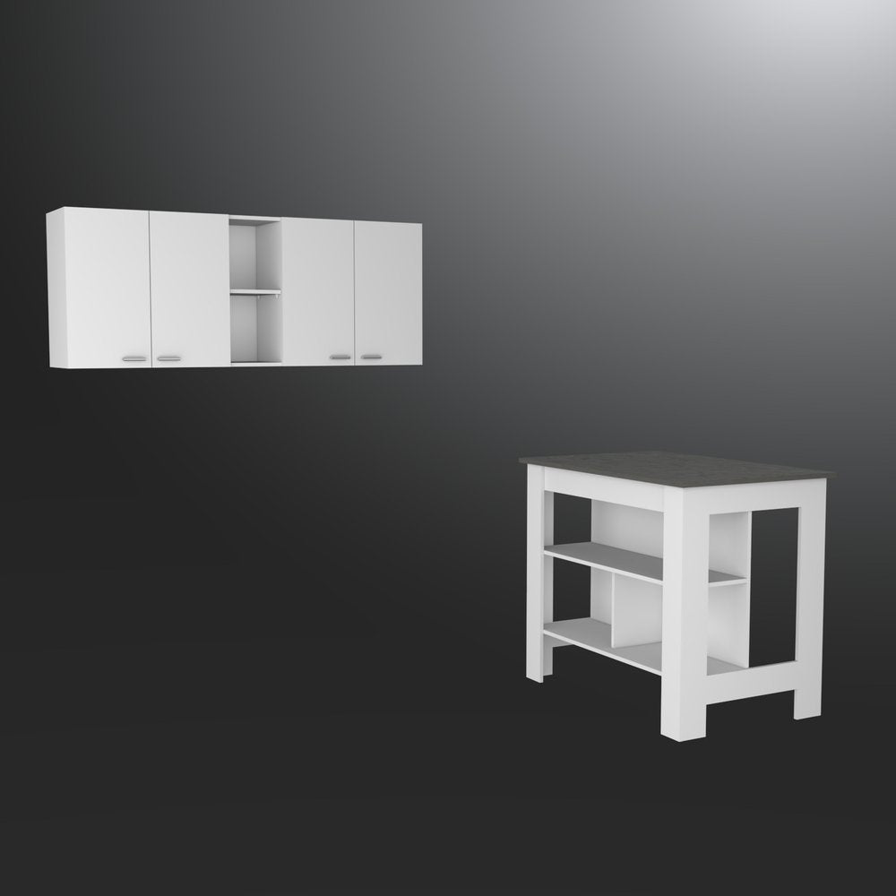 41" Dark Brown and White Wood Kitchen Island Set With Storage photographed against a dark studio background in dark brown.