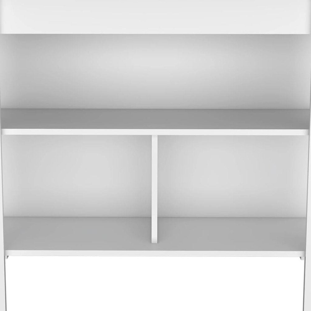 41" Dark Brown and White Wood Kitchen Island Set With Storage. Kitchen cart isolated on a plain white background, finished in white wood.