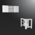 41" Gray and White Wood Kitchen Island Set With Storage photographed against a dark studio background in gray.
