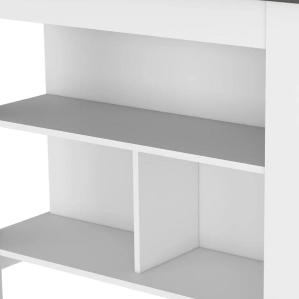 41" Gray and White Wood Kitchen Island Set With Storage. Kitchen cart isolated on a plain white background, in a white wood finish.