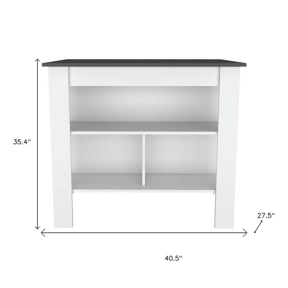 41" Dark Brown and White Wood Kitchen Island Set With Storage - SKU 519046. Kitchen cart isolated on a plain white background, finished in white wood.