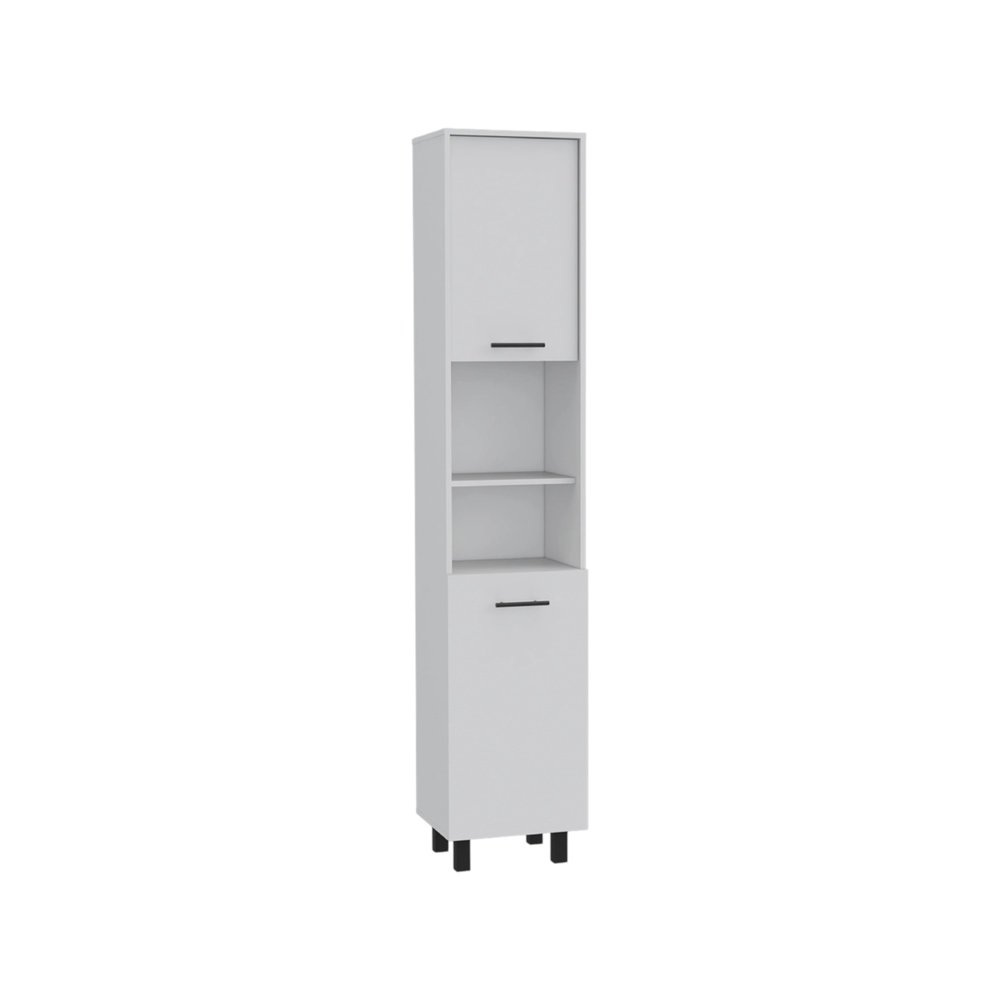 41" Dark Brown and White Wood Kitchen Island Set With Storage - SKU 519046. Kitchen cart isolated on a plain white background, finished in white wood.