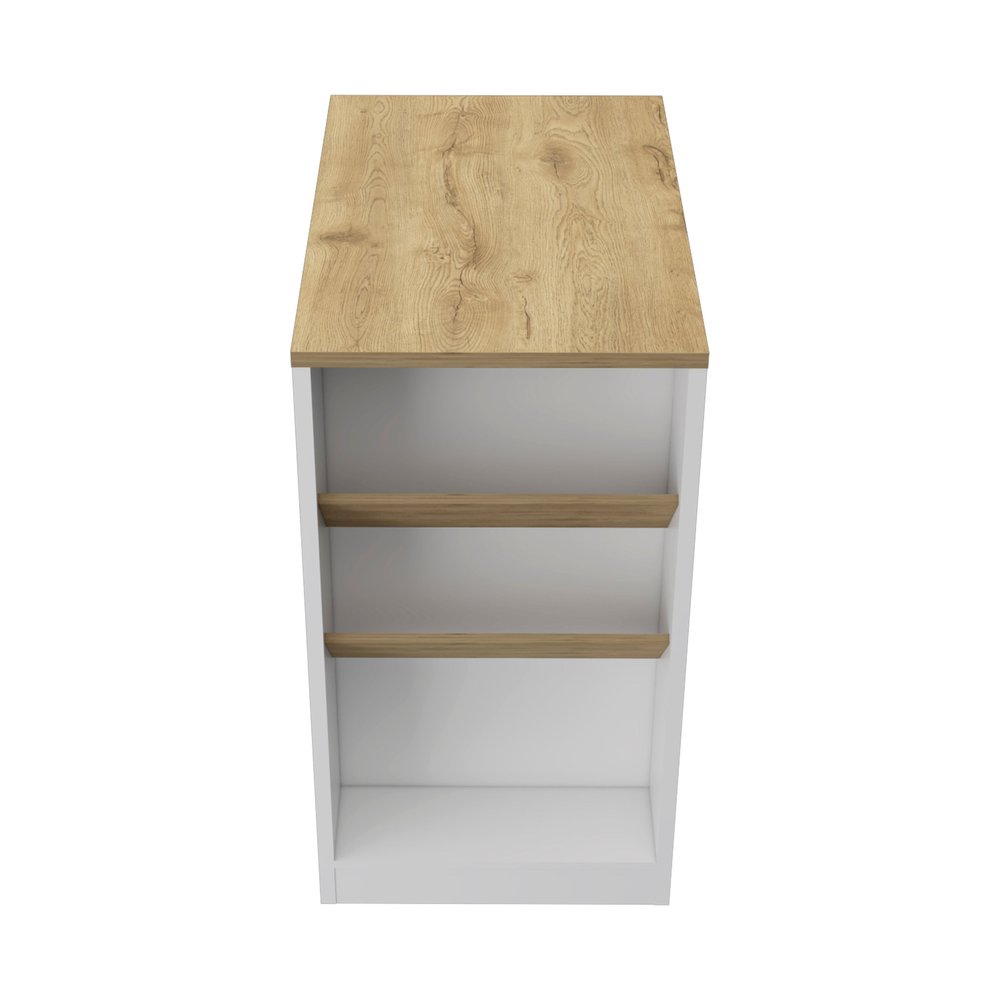 White And Natural 36" Kitchen Island With Storage on a white background