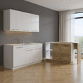 59" Natural White and Brown Wood Kitchen Island Set With Storage