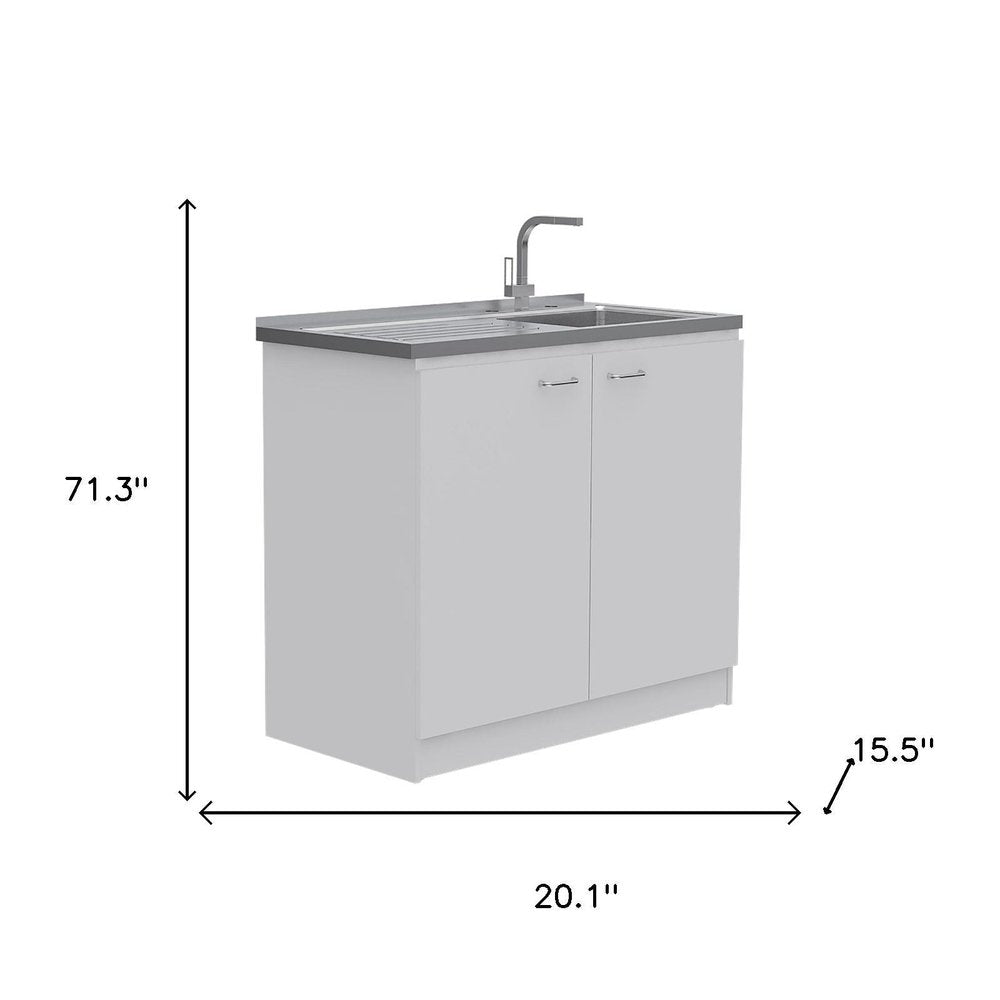 White 39" Kitchen Island Set on a white background