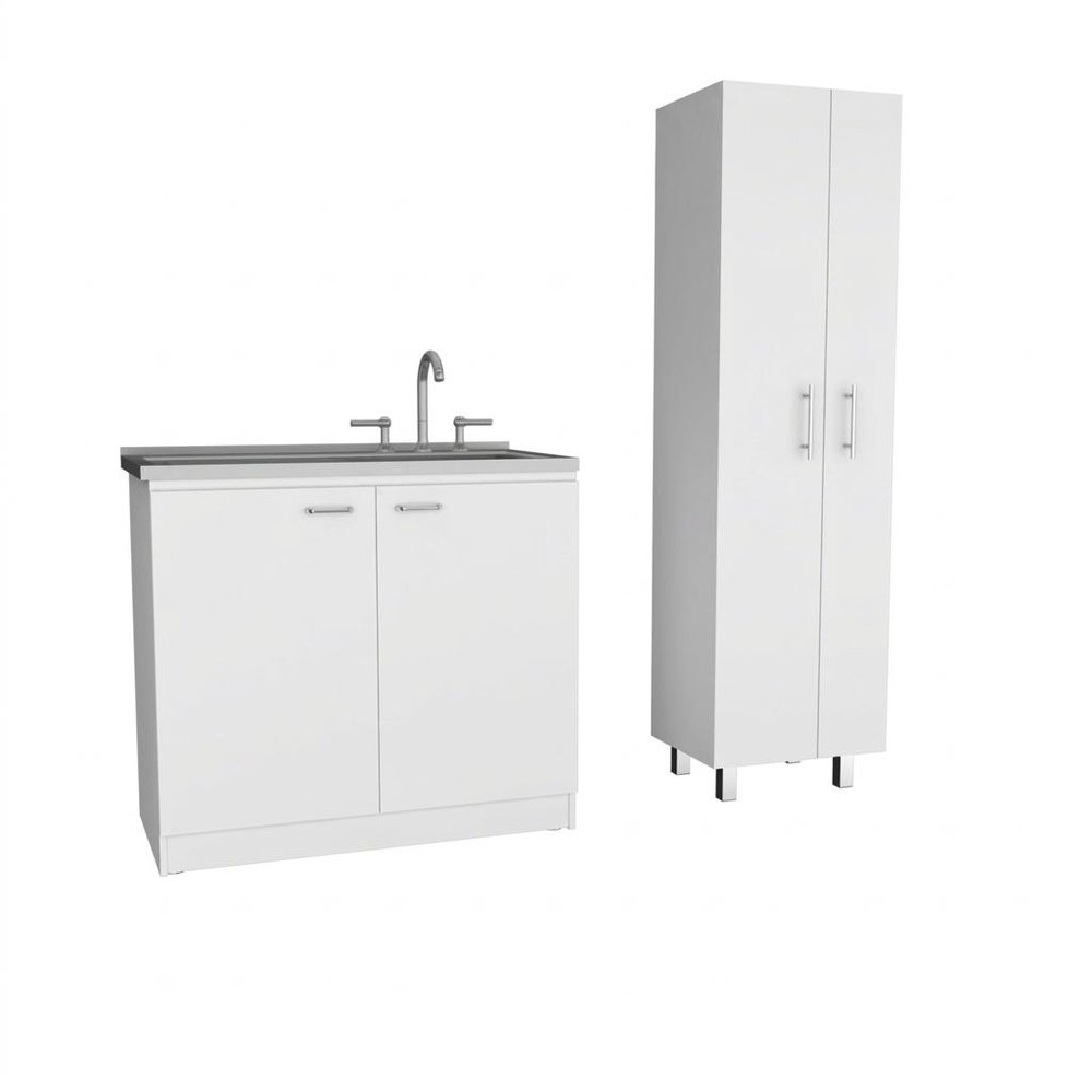 White 39" Kitchen Island Set on a white background