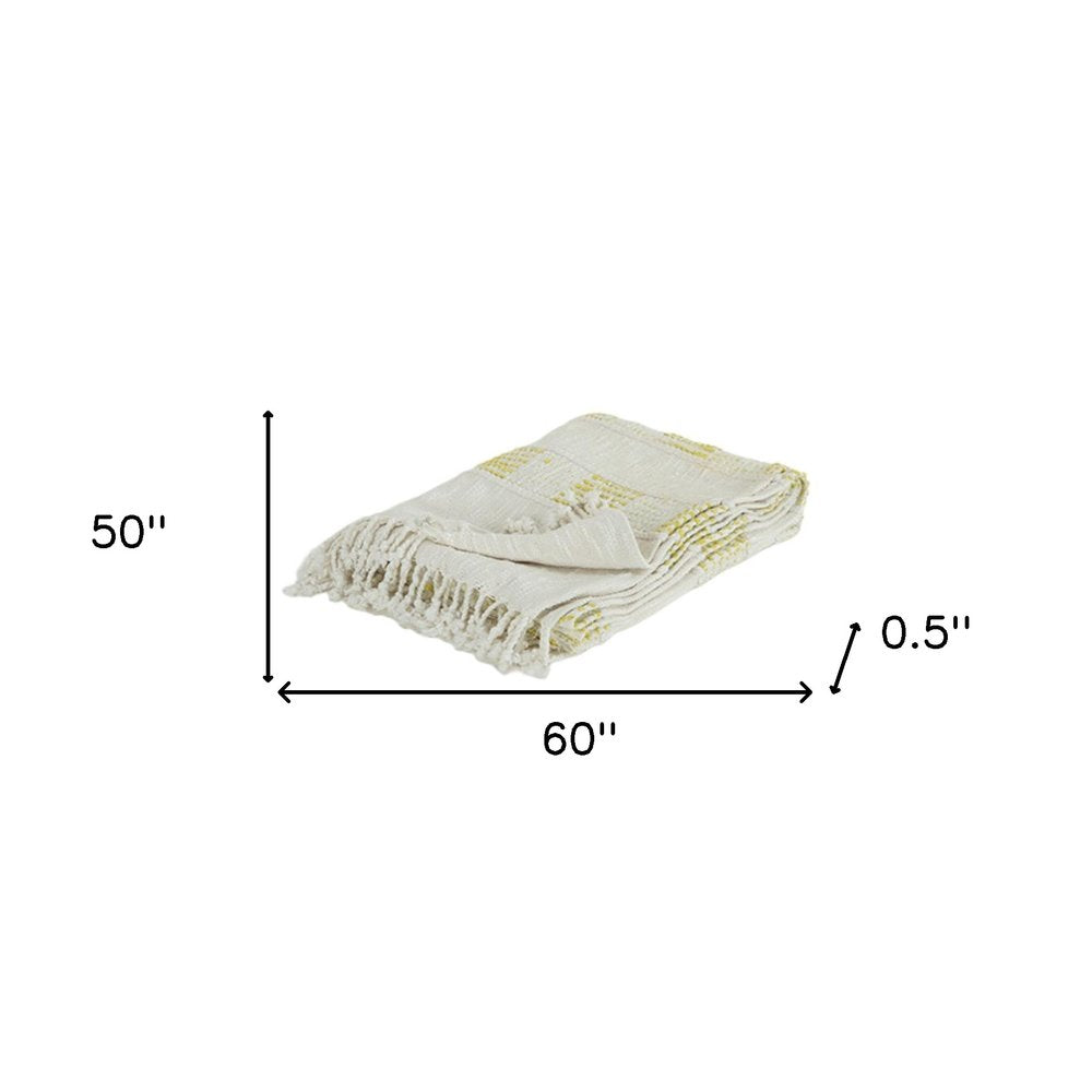 Yellow Woven Cotton Throw Blanket on a white background