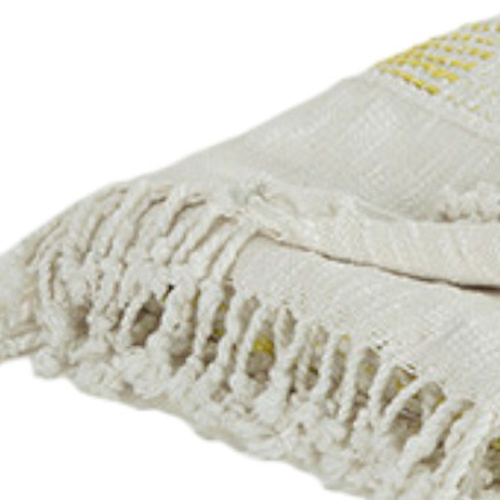 Yellow Woven Cotton Throw Blanket on a white background