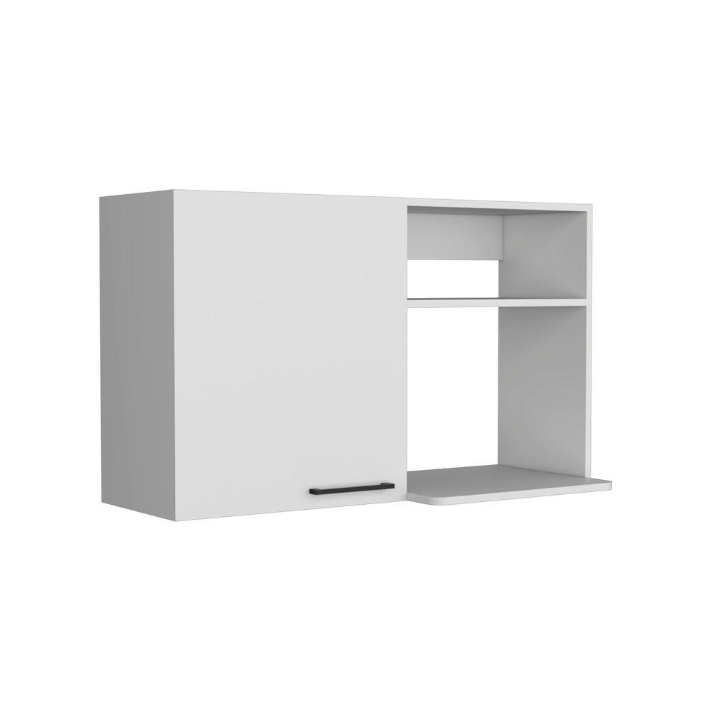 39" White Wood Wall Mounted Accent Cabinet With Single Door