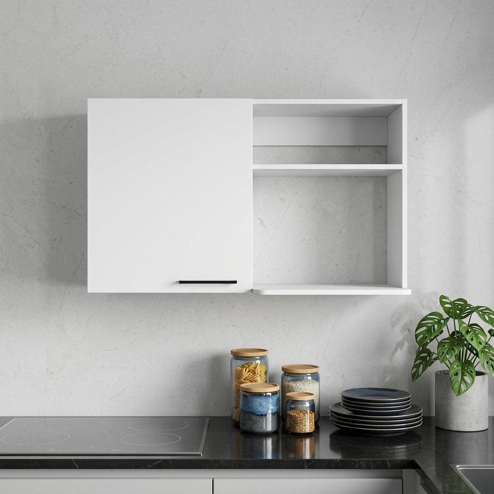 39" White Wood Wall Mounted Accent Cabinet With Single Door