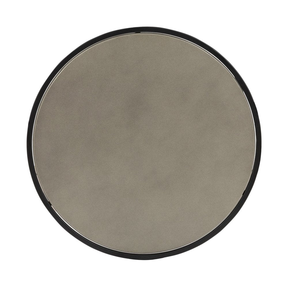 Set of Two 32" Gray And Black Concrete And Metal Round Nested Coffee Tables on a white background