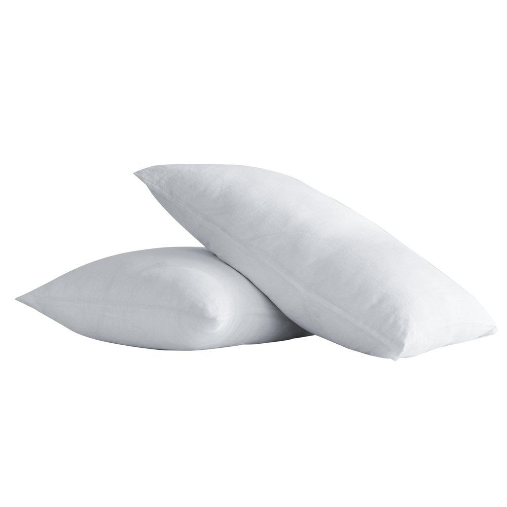 Set of Two White Linen Standard Pillowcases