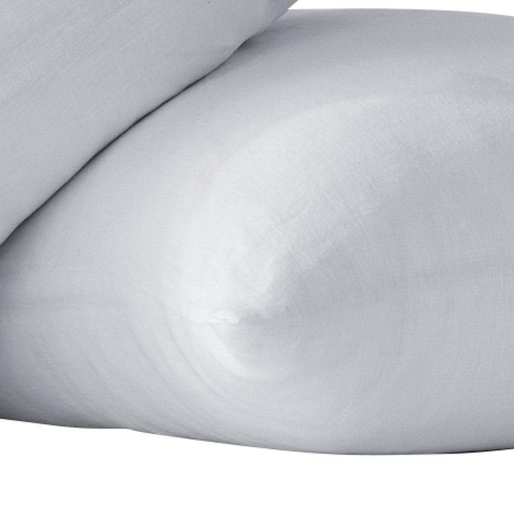 Set of Two White Linen Standard Pillowcases