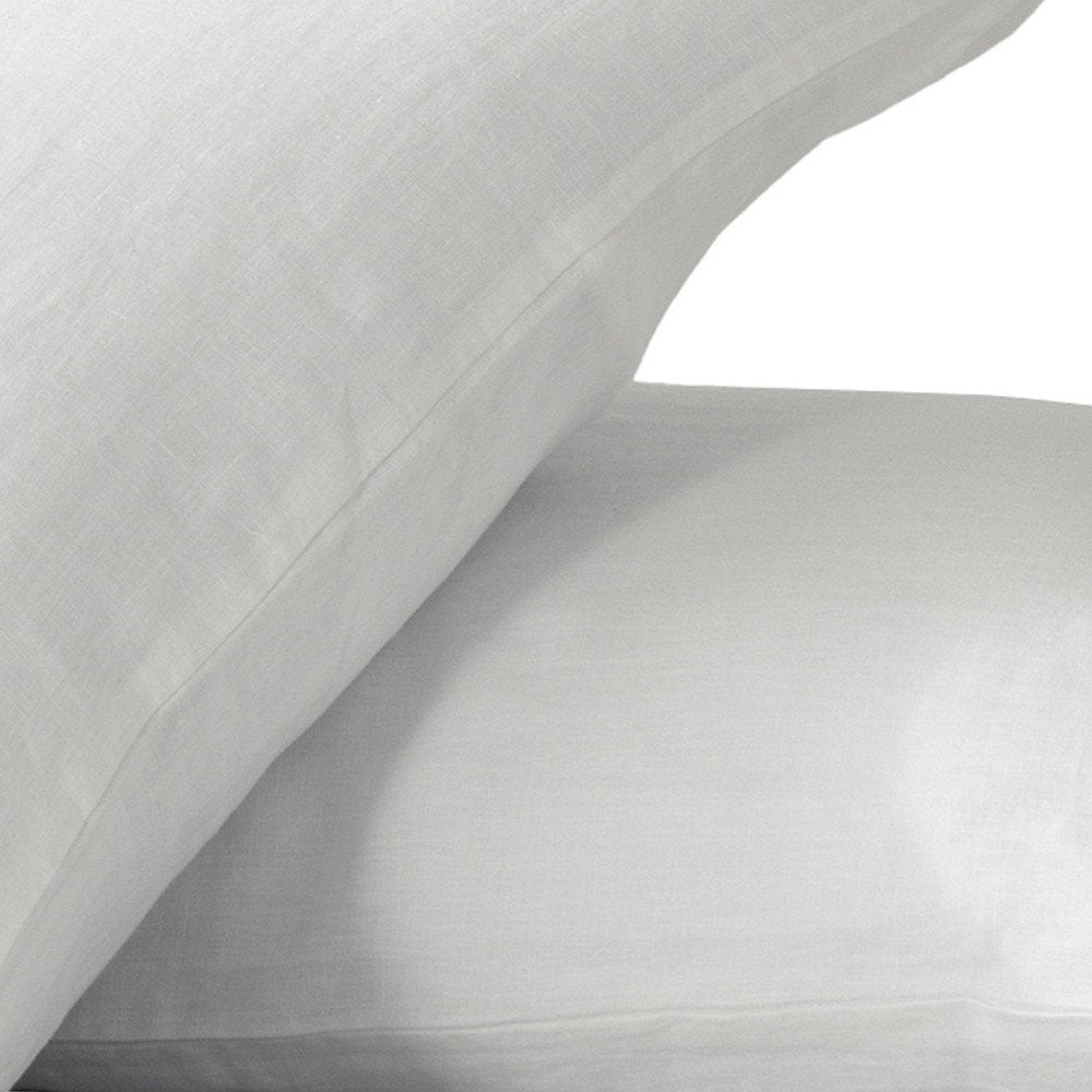 Set of Two White Linen Standard Pillowcases
