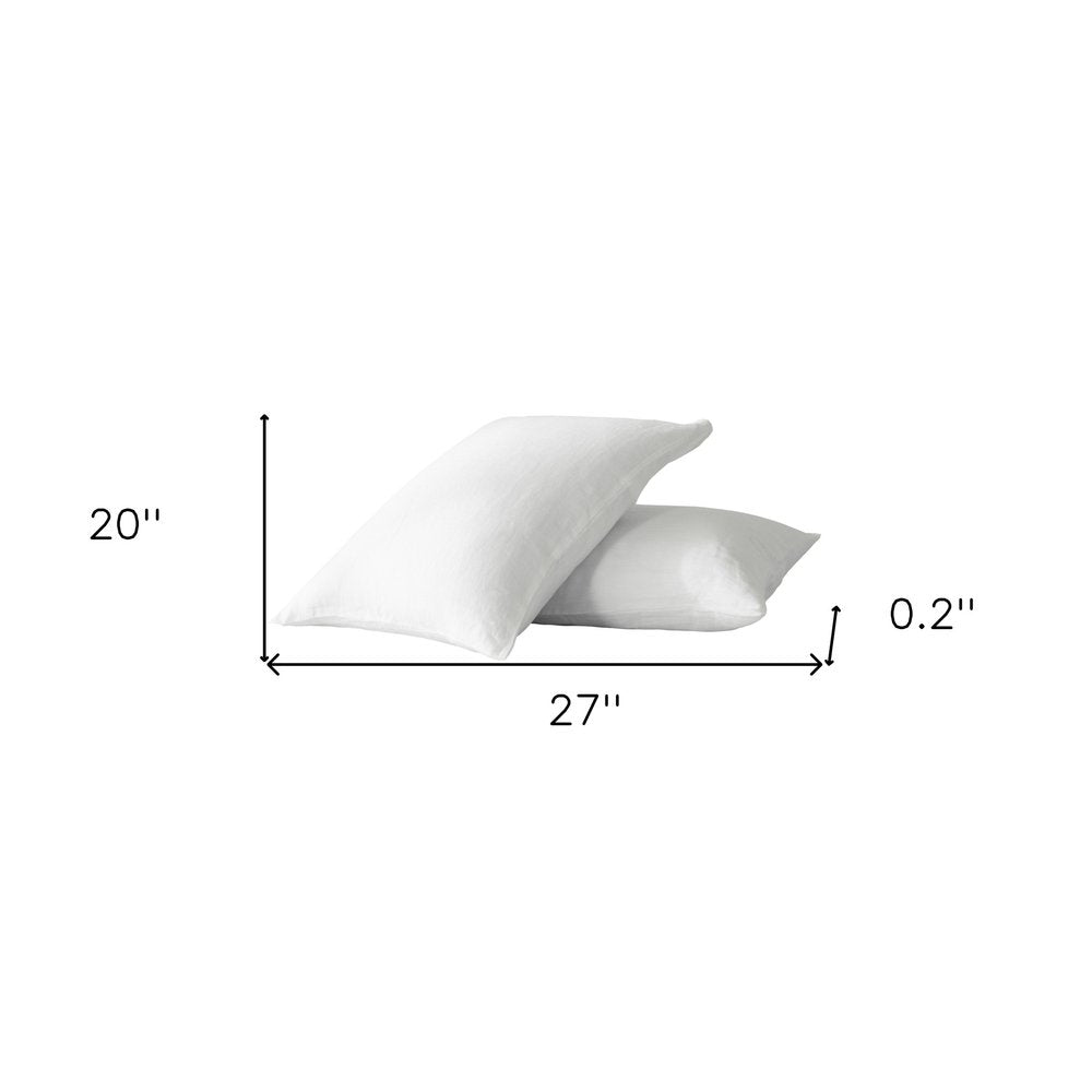 Set of Two White Linen Standard Pillowcases on a white background