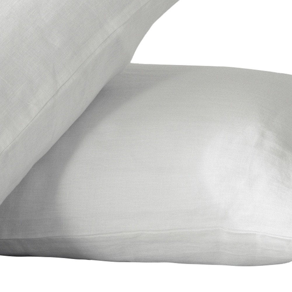 Set of Two White Linen Standard Pillowcases on a white background