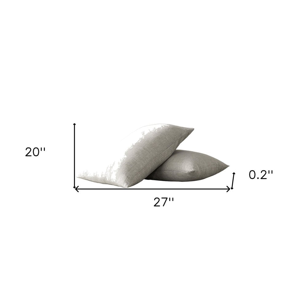 Set of Two White Linen Standard Pillowcases