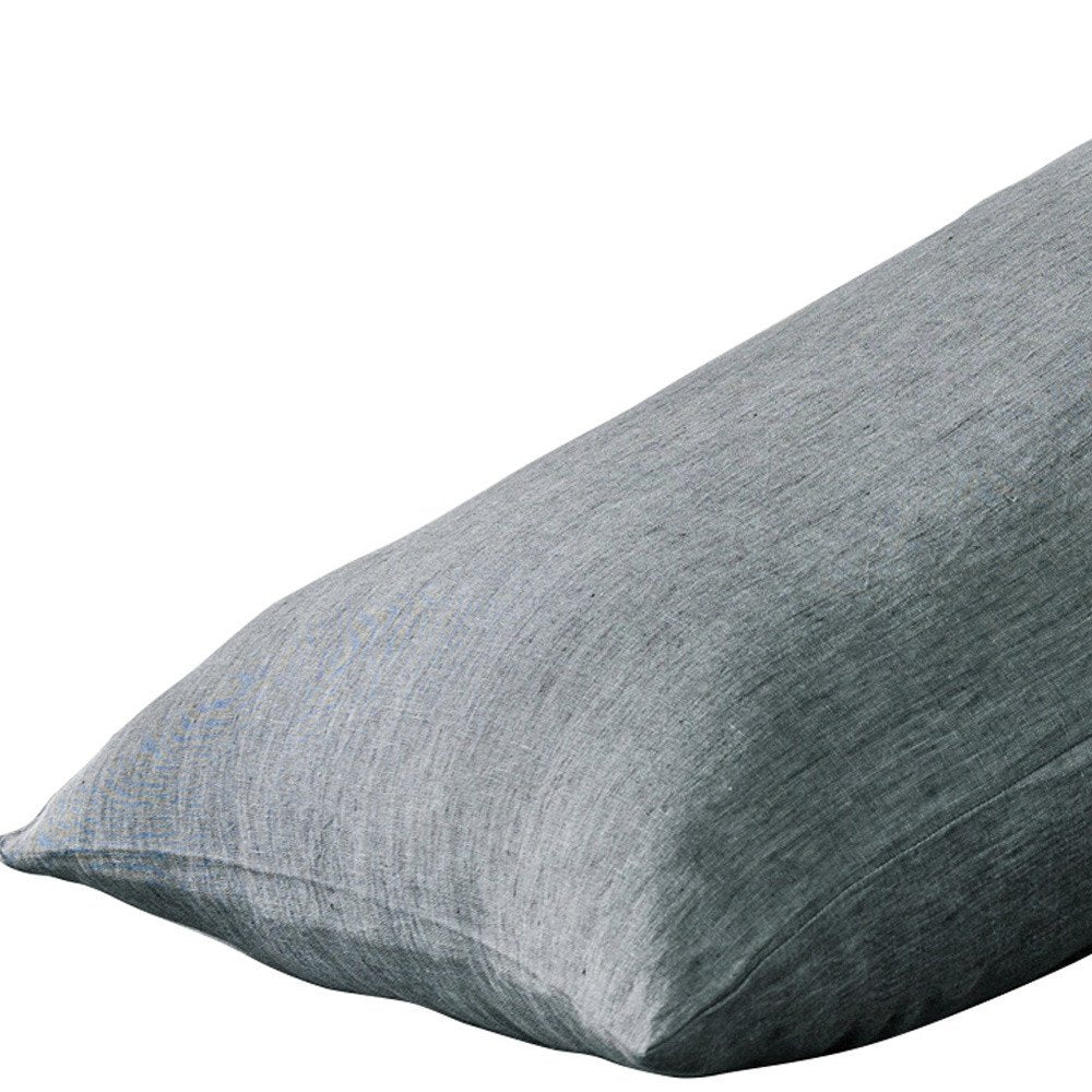 Set of Two Slate Gray Linen Standard Pillowcases on a white background