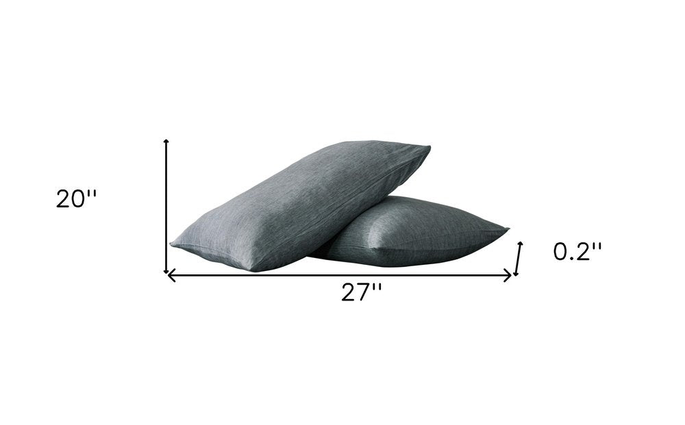 Set of Two Slate Gray Linen Standard Pillowcases