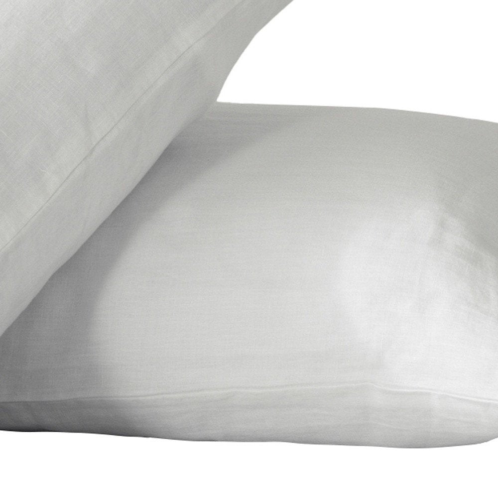 Set of Two Ivory Linen King Pillowcases