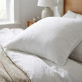Set of Two Ivory Linen King Pillowcases