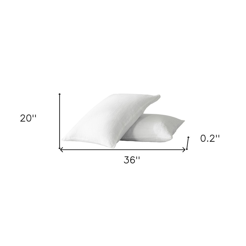 Set of Two Ivory Linen King Pillowcases