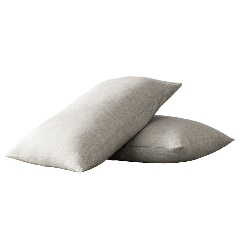 Set of Two Ivory Linen King Pillowcases