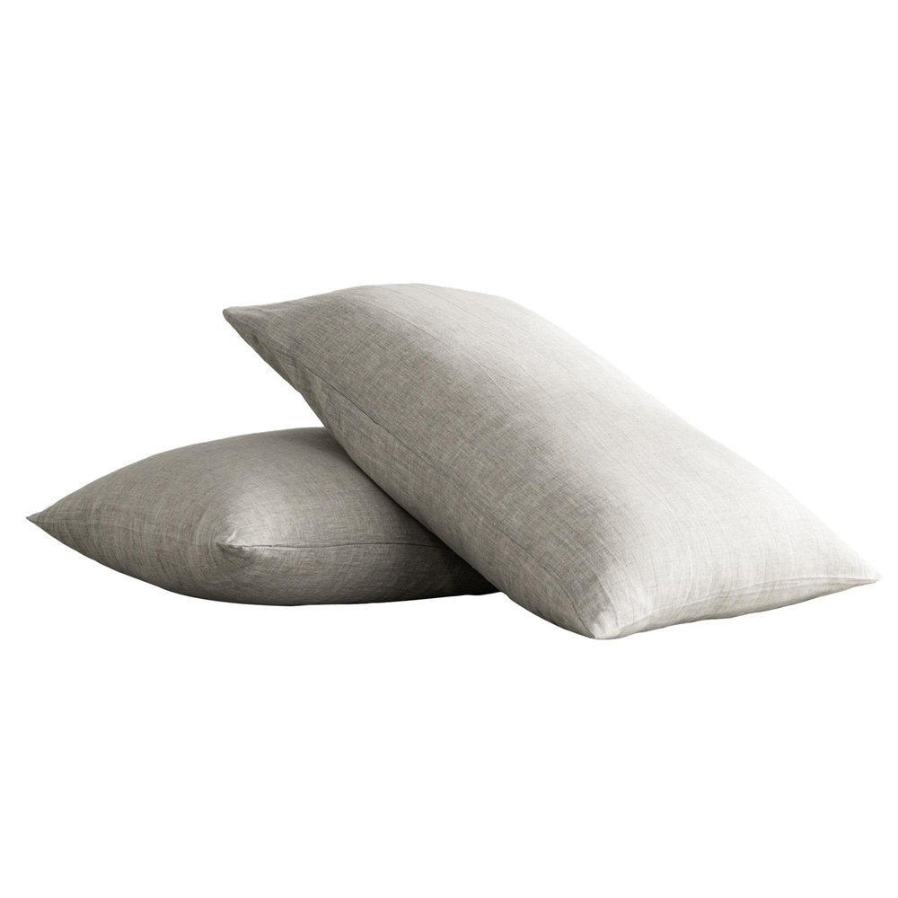 Set of Two Ivory Linen King Pillowcases on a white background