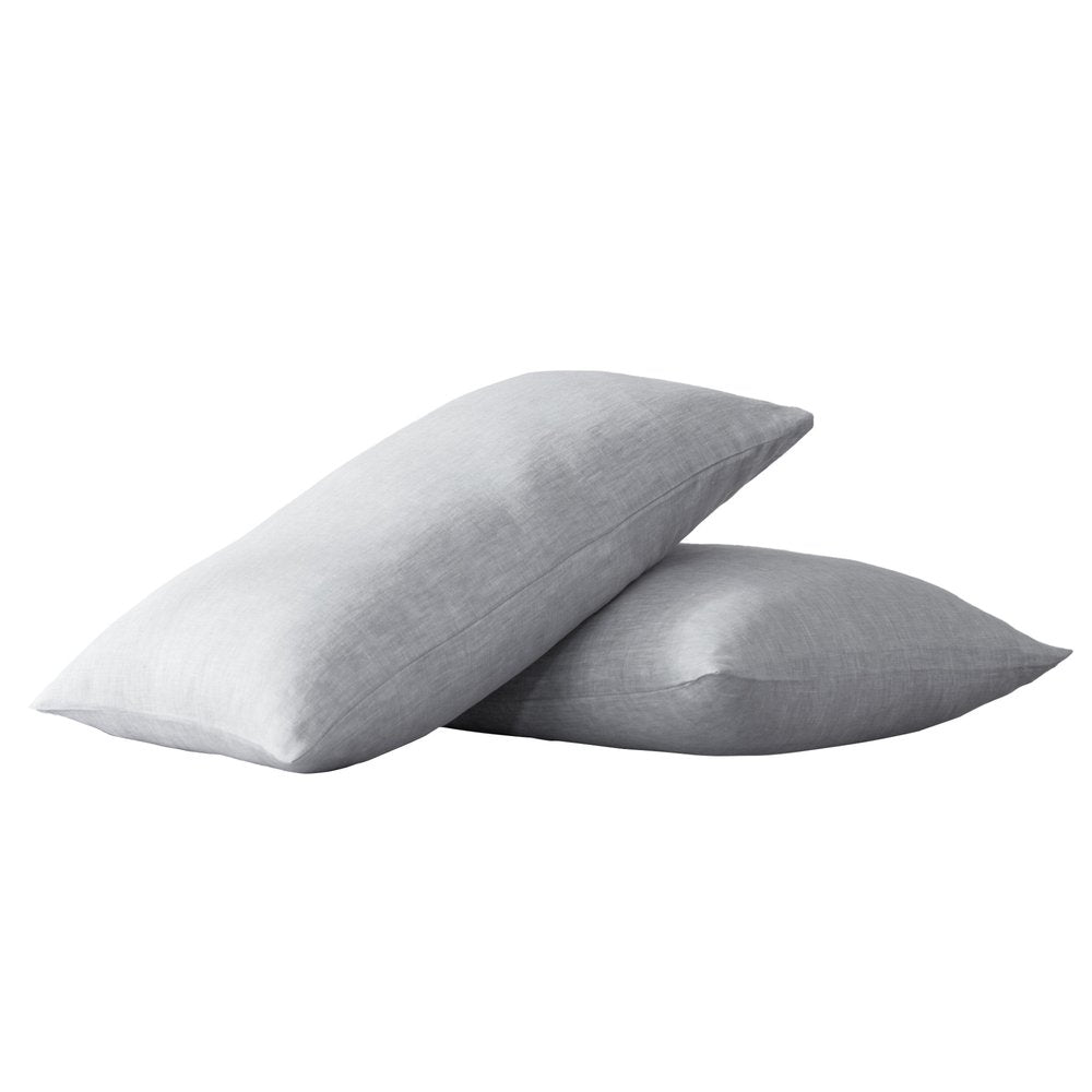 Set of Two Ivory Linen King Pillowcases