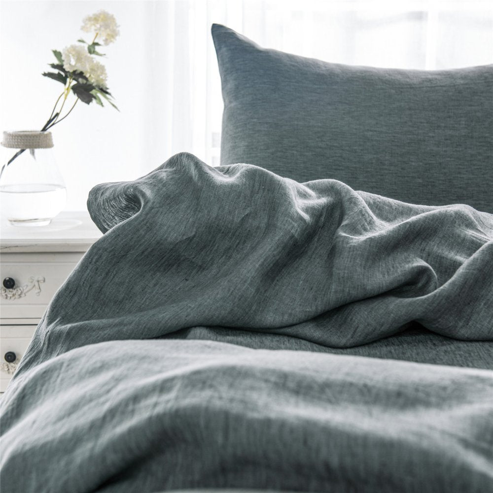 Set of Two Ivory Linen King Pillowcases