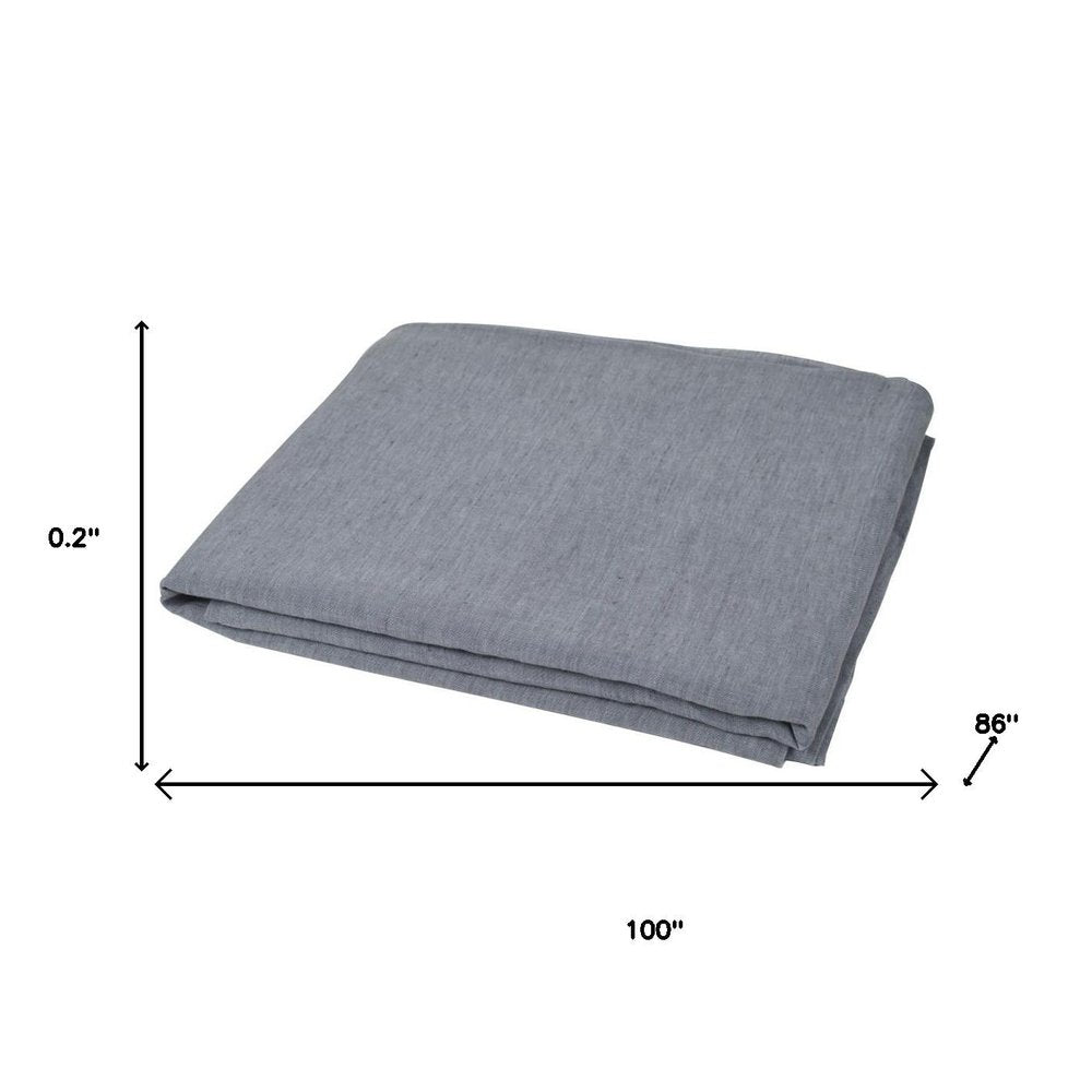 Slate Gray Linen Twin Flat Sheet on a white background