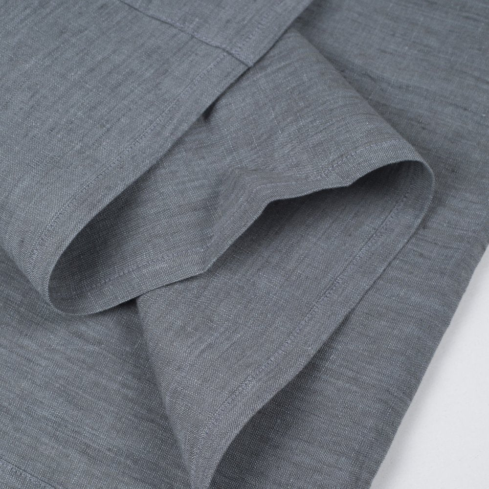 Slate Gray Linen King Flat Sheet close-up detail