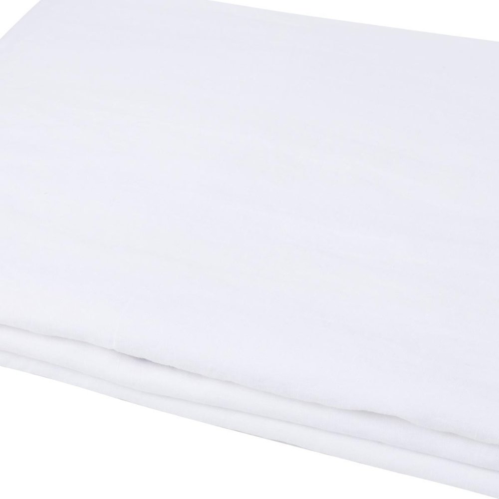White Linen Twin Flat Sheet on a white background