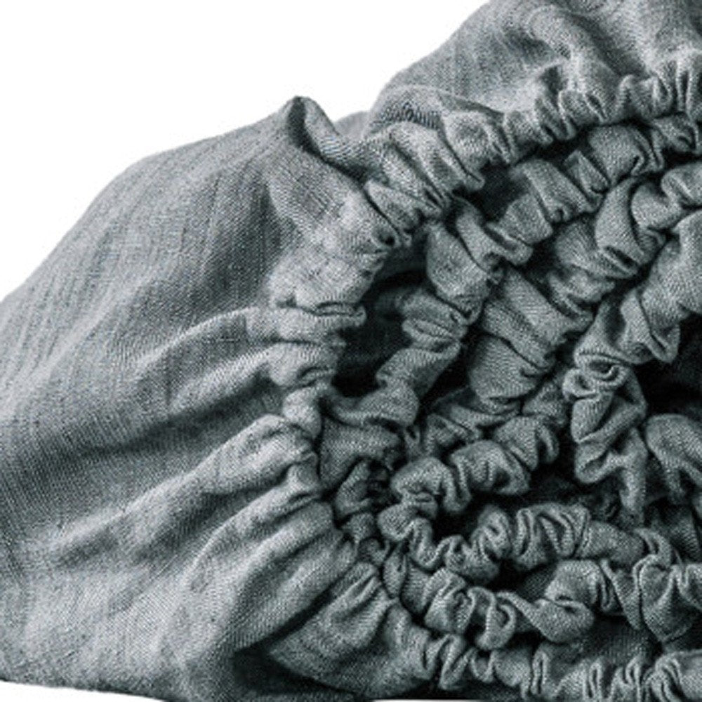 Slate Gray Linen Twin Fitted Sheet close-up detail